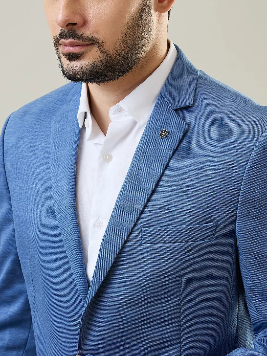 Blue Knitted Structure Blazer Tim Paris