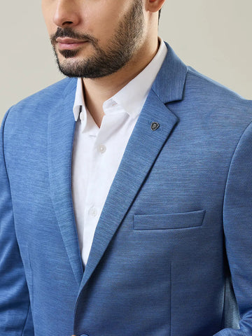 Blue Knitted Structure Blazer Tim Paris