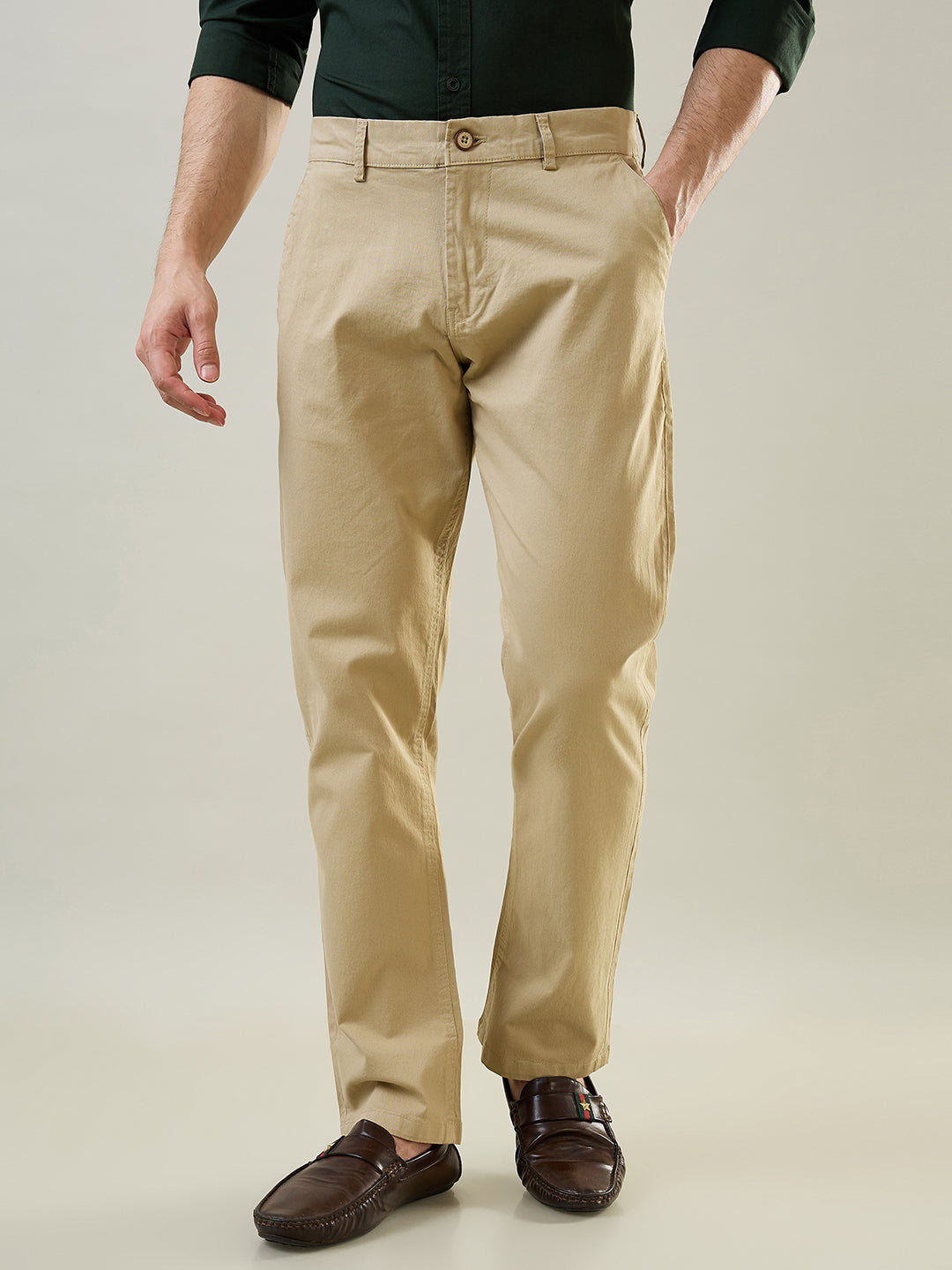 Light Camel Straight Fit Chinos