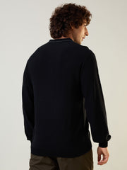 Black Self Design Pullover