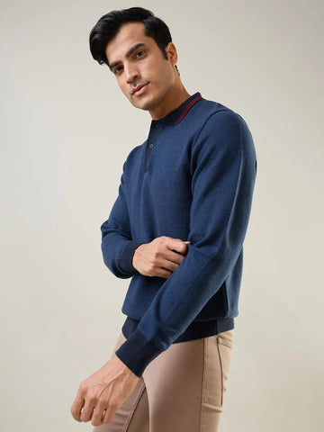 Navy Structure Pullover Tim Paris