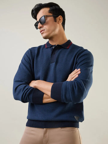 Navy Structure Pullover Tim Paris
