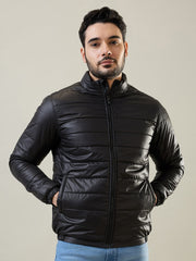 Black Solid Bomber Jacket