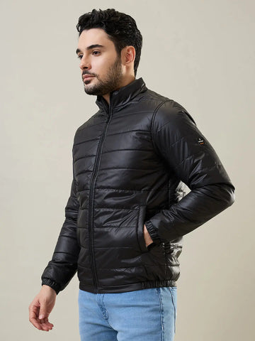 Black Solid Bomber Jacket Tim Paris