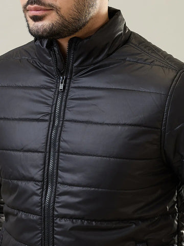 Black Solid Bomber Jacket Tim Paris