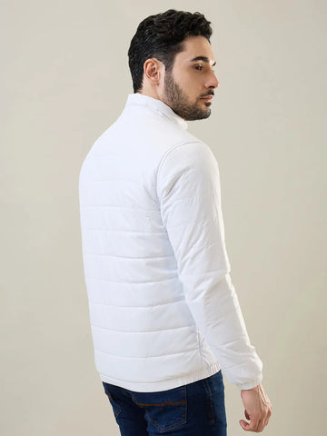 White Solid Bomber Jacket Tim Paris