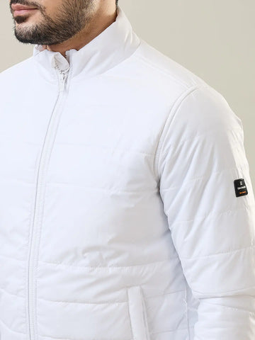 White Solid Bomber Jacket Tim Paris