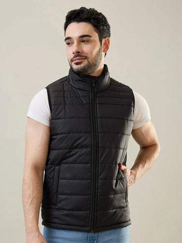 Black Sleeveless Bomber Jacket Tim Paris