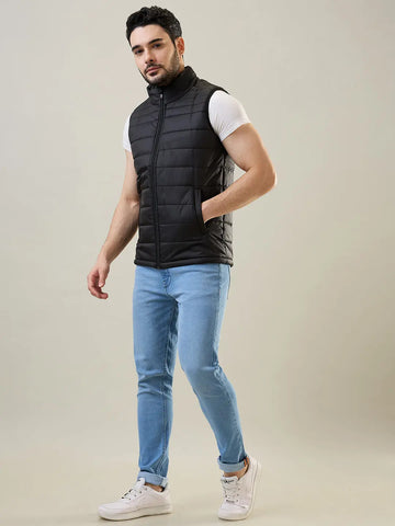 Black Sleeveless Bomber Jacket Tim Paris