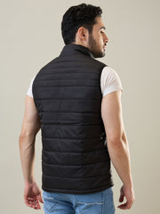 Black Sleeveless Bomber Jacket