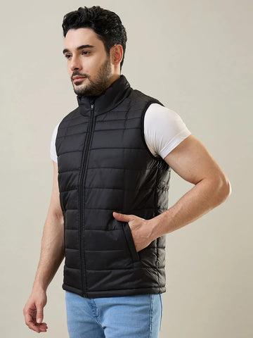 Black Sleeveless Bomber Jacket Tim Paris
