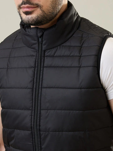 Black Sleeveless Bomber Jacket Tim Paris