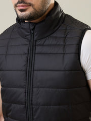 Black Sleeveless Bomber Jacket
