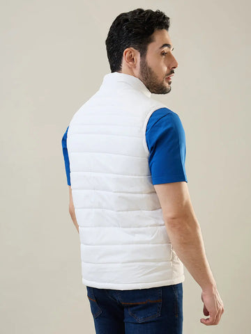 White Sleeveless Bomber Jacket Tim Paris