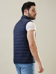 Navy Sleeveless Bomber Jacket