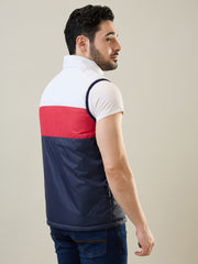 Navy Cut & Sew Sleeveless Jacket