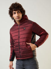 Maroon Solid Puffer Jacket