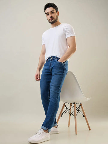 Medium Indigo Parker Slim Straight Fit Jeans Tim Paris