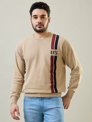 Beige Self Design Regular Fit Pullover