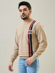 Beige Self Design Regular Fit Pullover