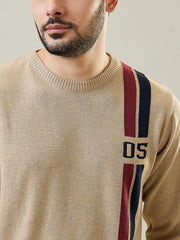 Beige Self Design Regular Fit Pullover