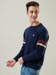 Navy Melange Jacquard Pullover