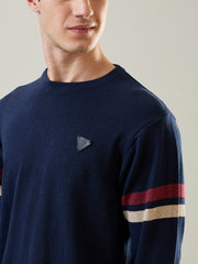 Navy Melange Jacquard Pullover