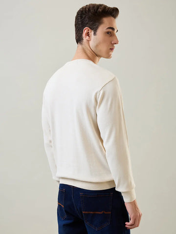Egret Round Neck Striped Pullover Tim Paris