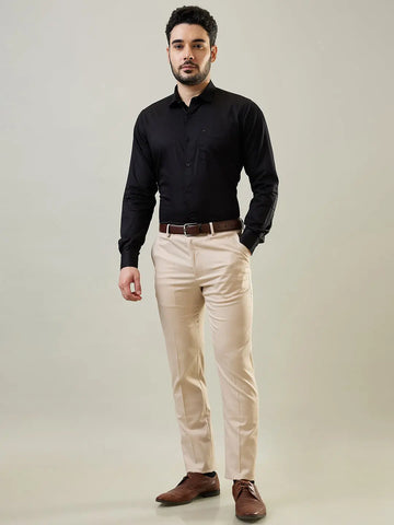 Black Solid Regular Fit Shirt TIM PARIS