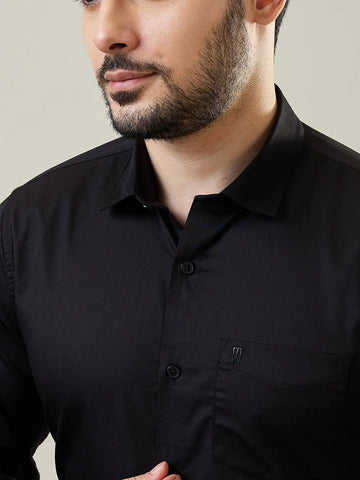 Black Solid Regular Fit Shirt TIM PARIS
