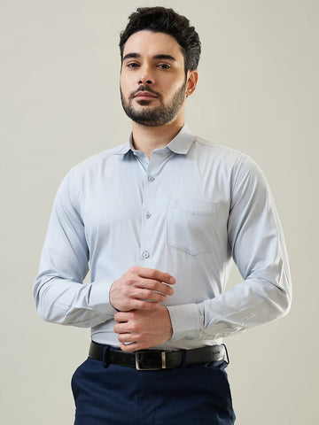 Light Grey Solid Formal Shirt Tim Paris