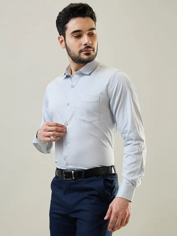 Light Grey Solid Formal Shirt Tim Paris