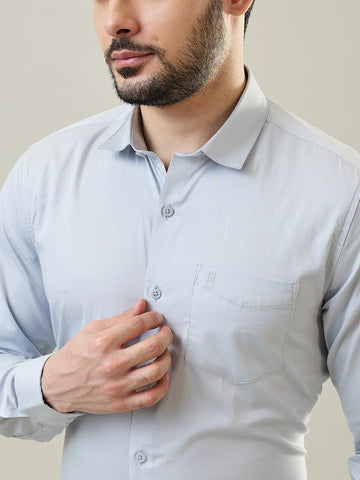Light Grey Solid Formal Shirt Tim Paris