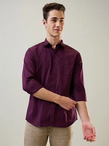 Maroon Solid Shirt Tim Paris
