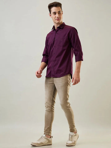 Maroon Solid Shirt Tim Paris