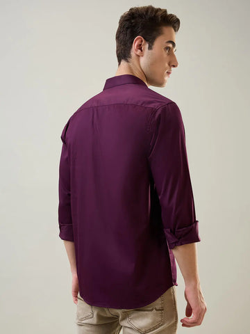 Maroon Solid Shirt Tim Paris