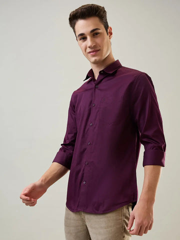 Maroon Solid Shirt Tim Paris