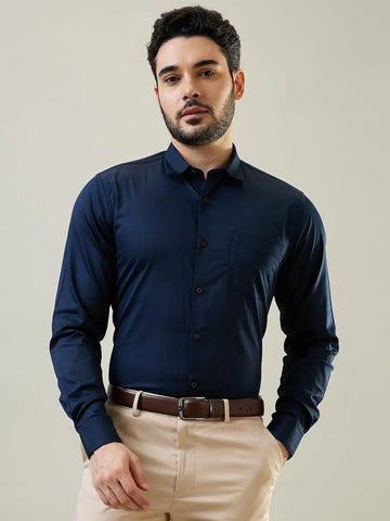 Navy Solid Regular Fit Shirt TIM PARIS