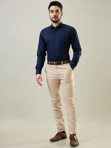 Navy Solid Regular Fit Shirt TIM PARIS