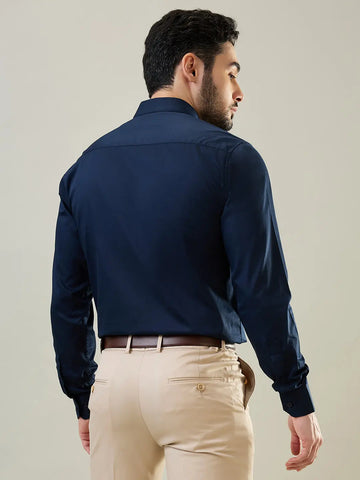 Navy Solid Regular Fit Shirt TIM PARIS