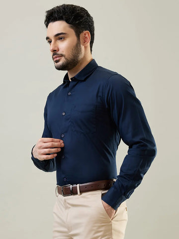 Navy Solid Regular Fit Shirt TIM PARIS