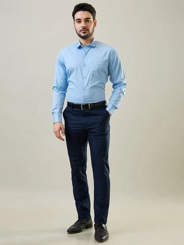 Sky Blue Solid Formal Shirt Tim Paris