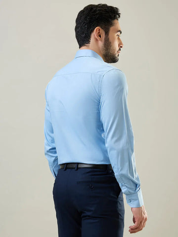 Sky Blue Solid Formal Shirt Tim Paris