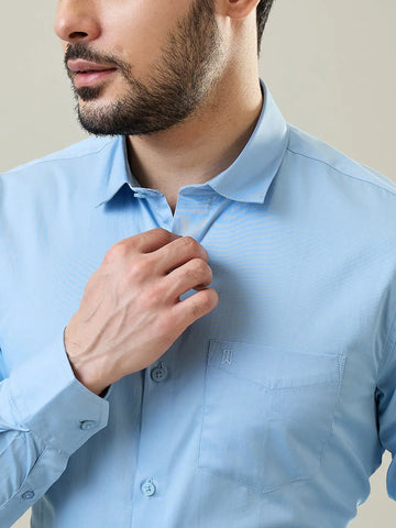 Sky Blue Solid Formal Shirt Tim Paris