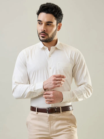 White Solid Regular Fit Shirt TIM PARIS