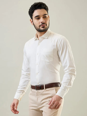 White Solid Regular Fit Shirt TIM PARIS