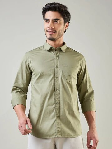 Olive Green Solid Shirt Tim Paris