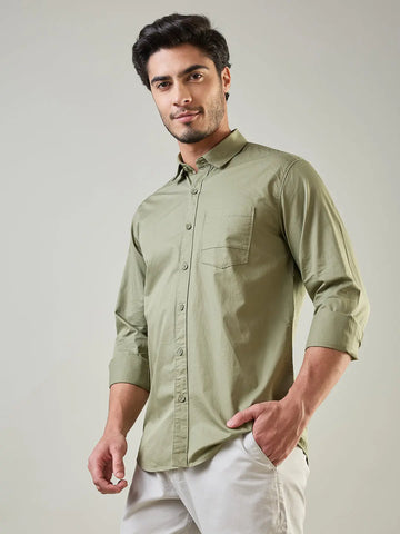 Olive Green Solid Shirt Tim Paris