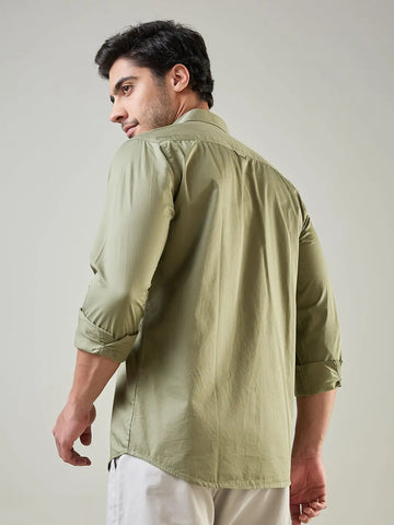 Olive Green Solid Shirt Tim Paris