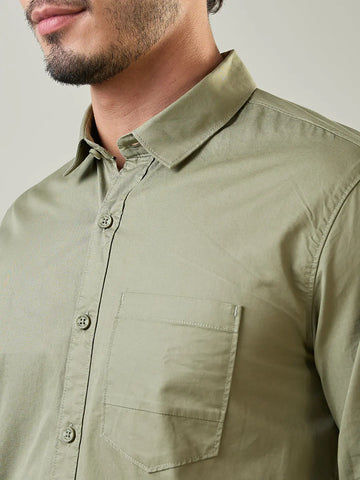 Olive Green Solid Shirt Tim Paris